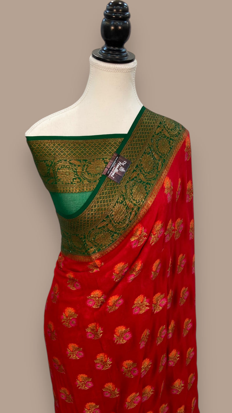 Pure Chiffon Khaddi Banarasi Saree - The Handlooms