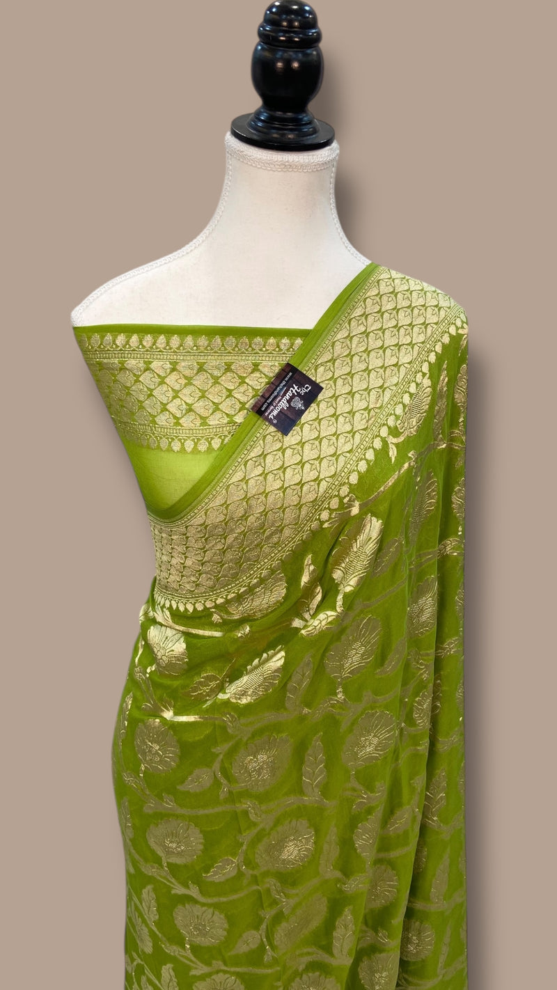 Khaddi Georgette Handloom Banarasi Saree - The Handlooms