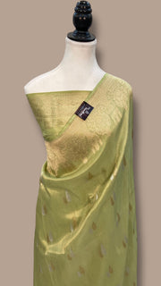 Pure Katan Tissue Silk Handloom Banarasi Saree - All over kadua motifs - The Handlooms