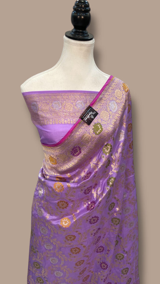 Pure Katan Silk Banarasi Handloom Saree - All over Jaal Work With Meenakari - The Handlooms