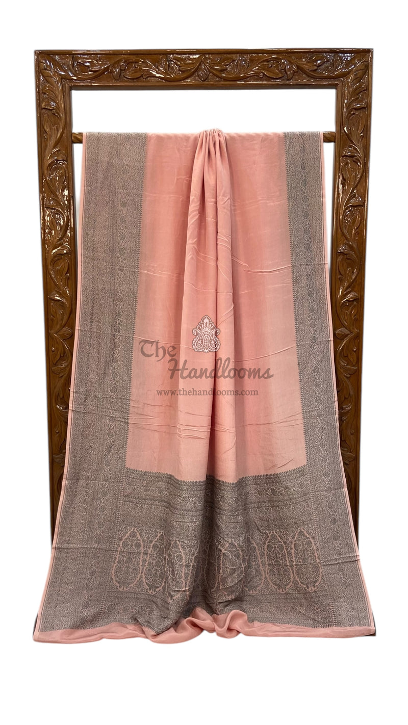 Pure Khaddi Crepe Georgette Handloom Banarasi Saree - The Handlooms