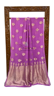 Pure Khaddi Georgette Banarasi Saree -  water zari - The Handlooms