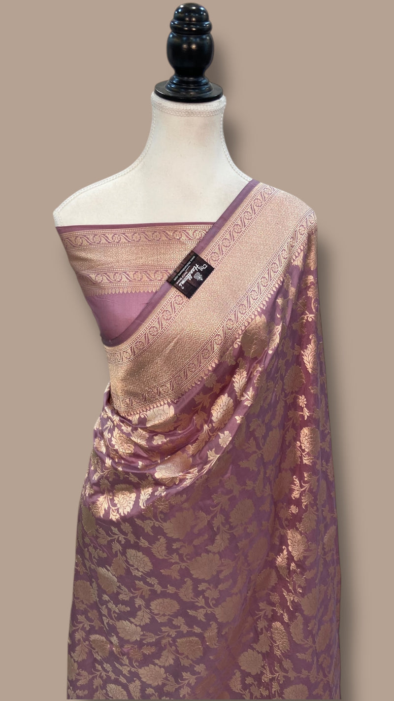 Pure Katan Silk Banarasi Handloom Saree - All over Jaal work - The Handlooms
