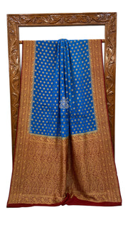 Khaddi Georgette Handloom Banarasi Saree - Antique Zari - The Handlooms