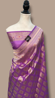 Pure Katan Silk Banarasi Handloom Saree - All over Jaal Work With Meenakari - The Handlooms