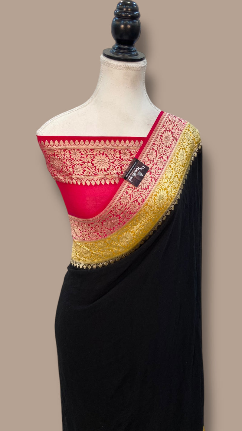 Khaddi Georgette Handloom Banarasi Saree - The Handlooms