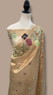 Pure Tissue Handloom Banarasi Saree With Chikankari - The Handlooms
