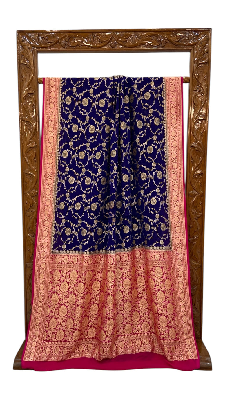 Pure Khaddi Georgette Banarasi Saree -  Gold zari - The Handlooms