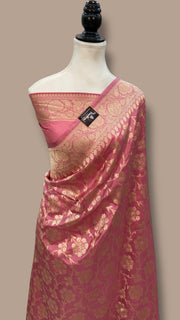 Pure Katan Silk Banarasi Handloom Saree - All Over Jaal Work - The Handlooms