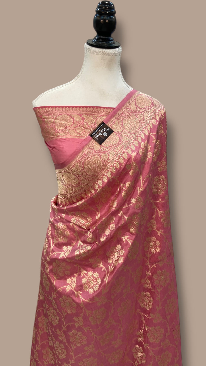 Pure Katan Silk Banarasi Handloom Saree - All Over Jaal Work - The Handlooms