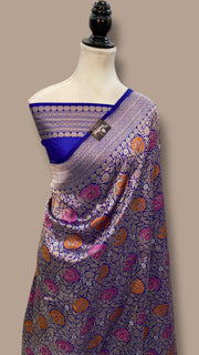 Regal Pure Katan Silk Banarasi Saree – Handwoven Tanchui Brocade - The Handlooms