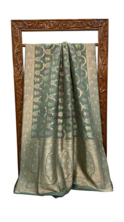 Pure Katan Silk Banarasi Handloom Saree - All over Jaal work With Meenakari - The Handlooms