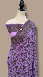 Khaddi Georgette Banarasi Saree -  Black zari - The Handlooms