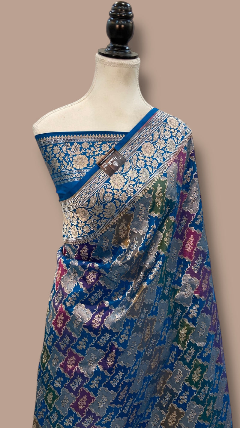 Pure Katan Silk Banarasi Handloom Saree - All over Jaal Work With Rangkart - The Handlooms