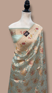 Pure Katan Silk Banarasi Handloom Saree - All over Jaal work With Meenakari - The Handlooms