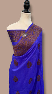 Tussar Georgette Handloom Banarasi Saree - Antique Zari - The Handlooms