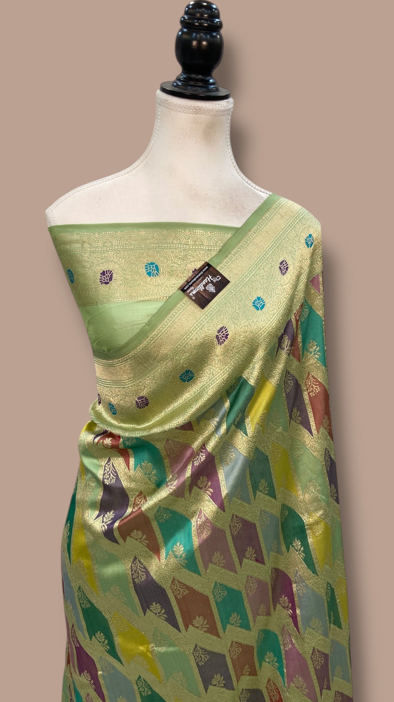 Ektara Pure Katan Silk Banarasi Handloom Saree - All over kadiyal Jaal work - The Handlooms