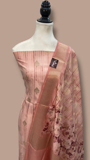 Pure Chiniya Silk Handloom Banarasi Dress Material with Elegant Digital Print - The Handlooms