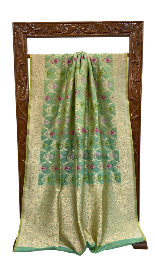 Pure Katan Silk Banarasi Handloom Saree - All over Jaal work With Meenakari - The Handlooms
