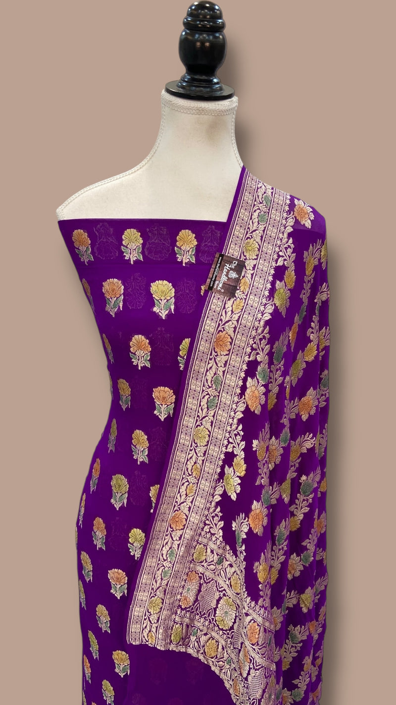 Khaddi Georgette Banarasi Dress material Water Zari - The Handlooms