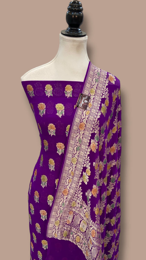 Khaddi Georgette Banarasi Dress material Water Zari - The Handlooms