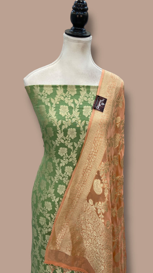 Pure Khaddi Georgette Banarasi Suit and Dupatta - The Handlooms