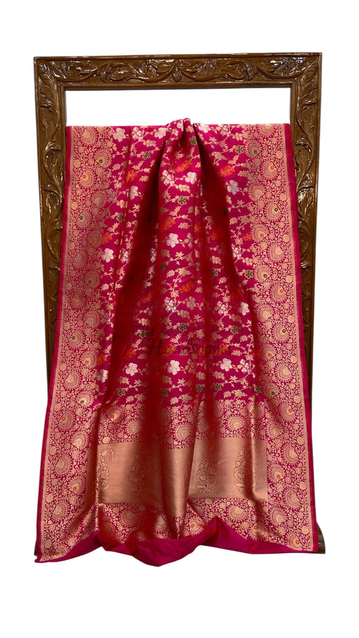 Pure Katan Silk Banarasi Handloom Saree - All over Jaal work With Meenakari - The Handlooms