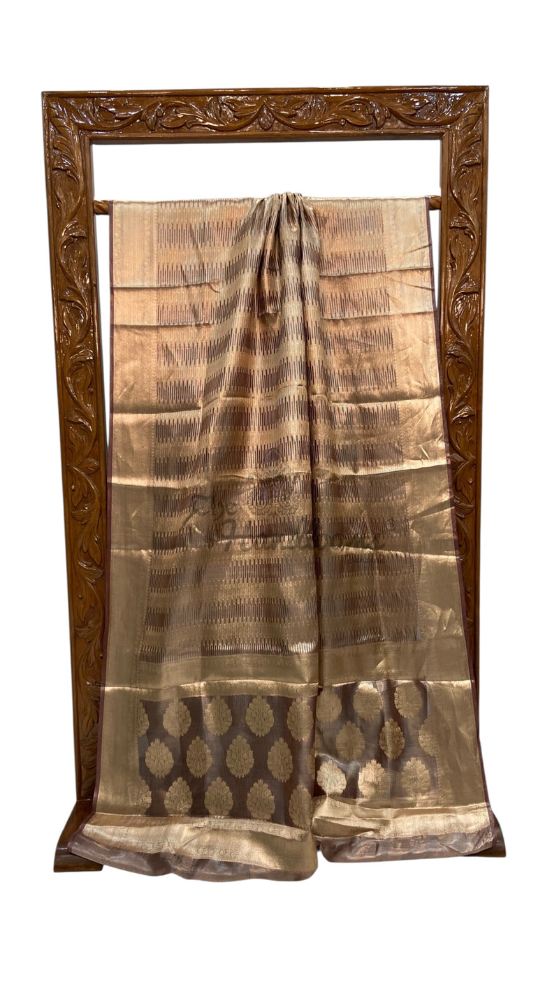 Pure Kora Tissue Tanchui Handloom Banarasi Saree - The Handlooms