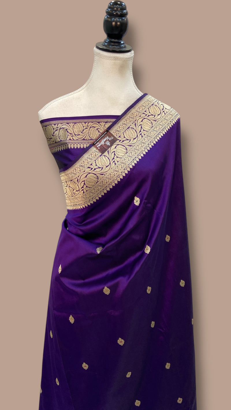 Pure Katan Silk Banarasi Handloom Saree - All Over Kadua Motifs - The Handlooms