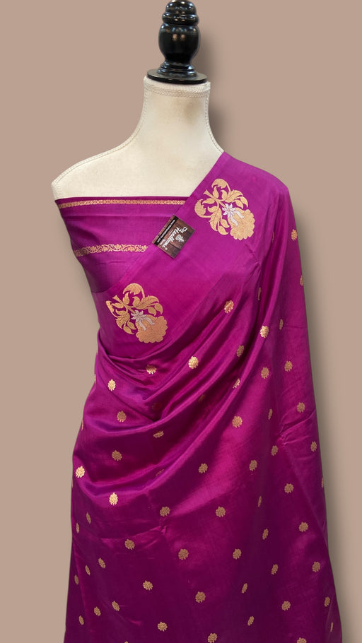 Pure Katan Silk Banarasi Handloom Saree - All over Kadua motifs - The Handlooms