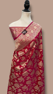 Pure Katan Silk Banarasi Handloom Saree - All Over Jaal Work - The Handlooms