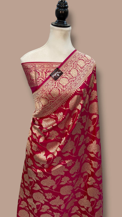 Pure Katan Silk Banarasi Handloom Saree - All Over Jaal Work - The Handlooms
