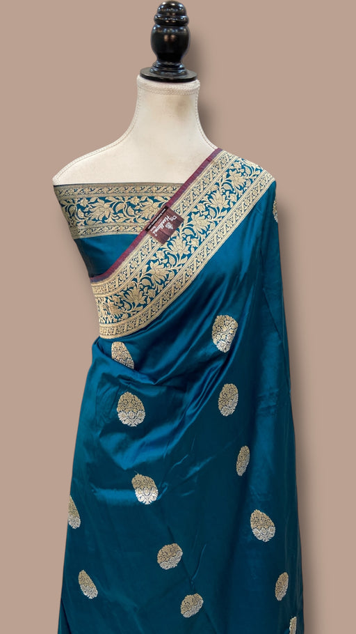 Pure Katan Silk Banarasi Handloom Saree - All Over Sona Roopa Kadua Motifs - The Handlooms