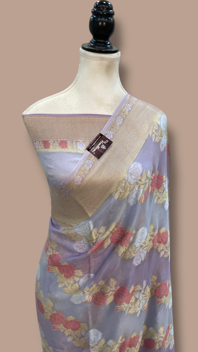 Pure Chiffon Khaddi Banarasi Saree - The Handlooms