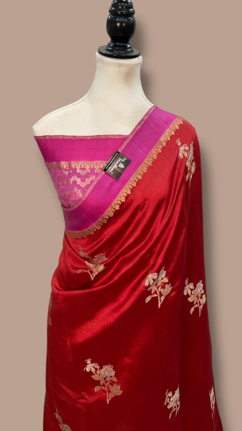Pure Mango Silk Banarasi Handlokom Saree - The Handlooms
