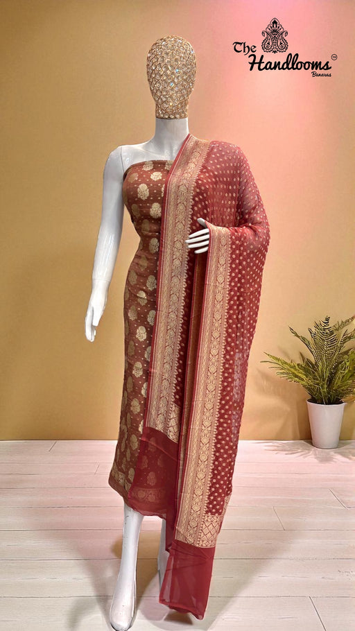 Tissue Khaddi Georgette Banarasi Dress material - The Handlooms