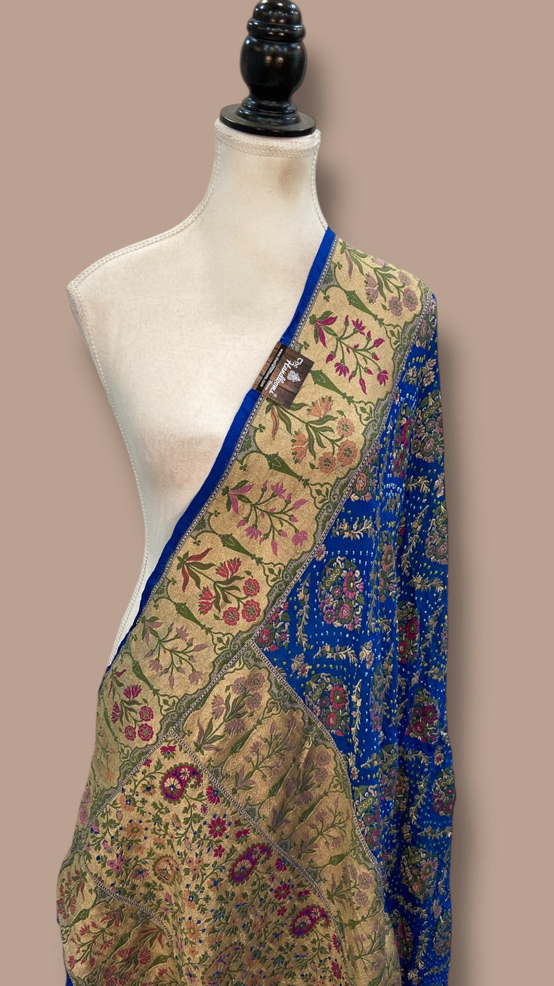 Pure Georgette Banarasi Bandhej Handloom Dupatta - The Handlooms
