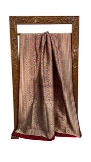 Regal Pure Katan Silk Banarasi Saree – Handwoven Tanchui Brocade with Meenakari Work - The Handlooms