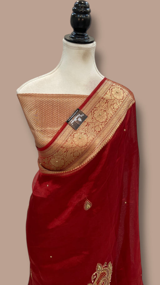Pure Kora Tissue Handloom Banarasi Saree - Handwork - The Handlooms
