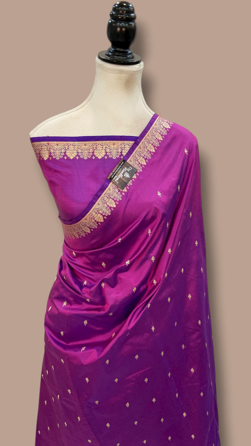 Pure Katan Silk Reshmi Zari Banarasi Handloom Saree - The Handlooms