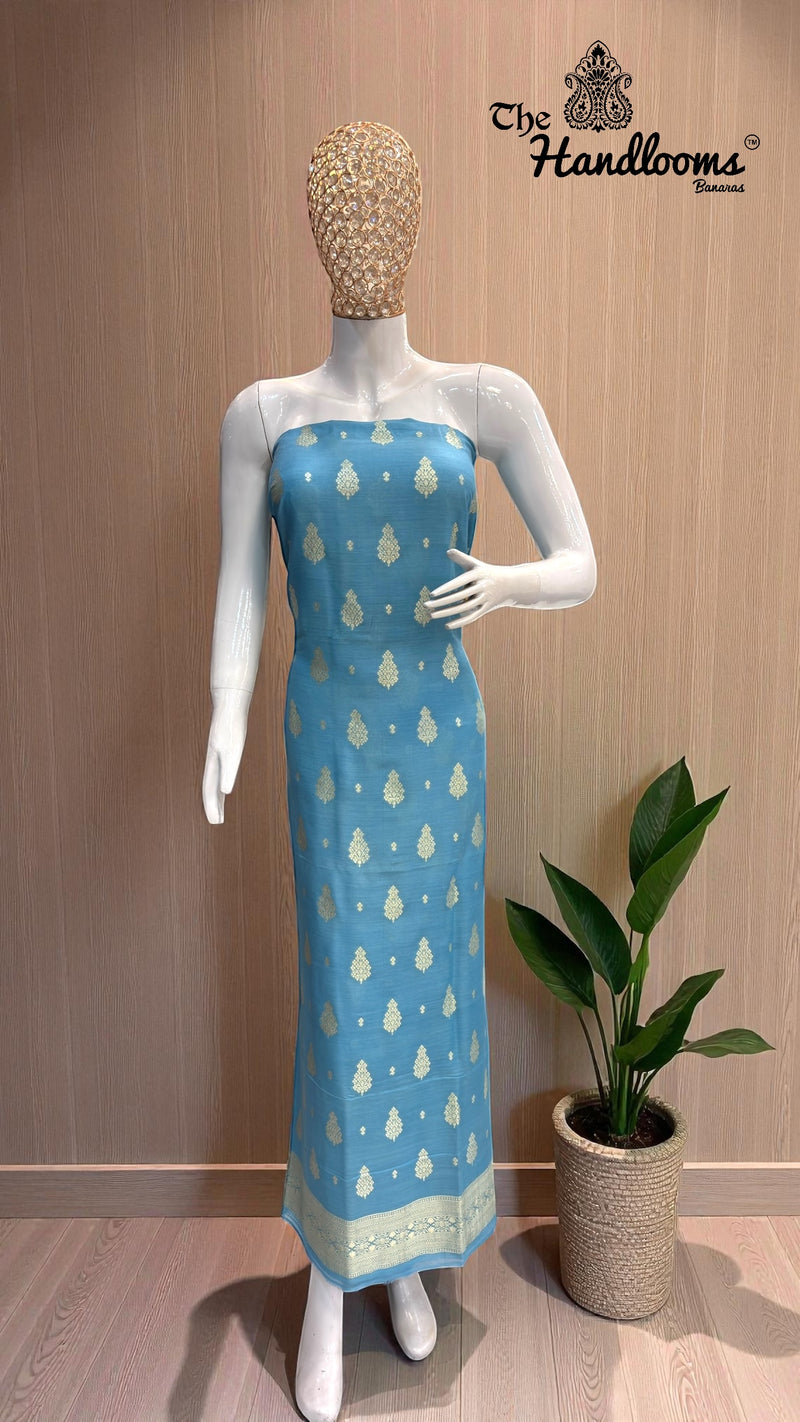 Pure Moonga Georgette Banarasi Dress material - The Handlooms