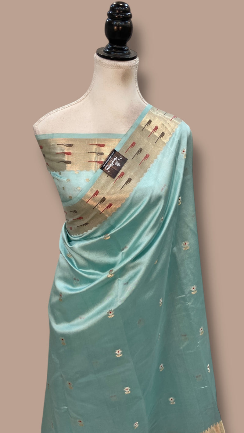 Pure Mango Silk Banarasi Handlokom Saree