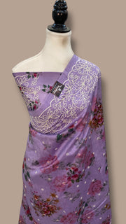 Pure Chiniya Silk Handloom Banarasi Saree with Chikankari - The Handlooms