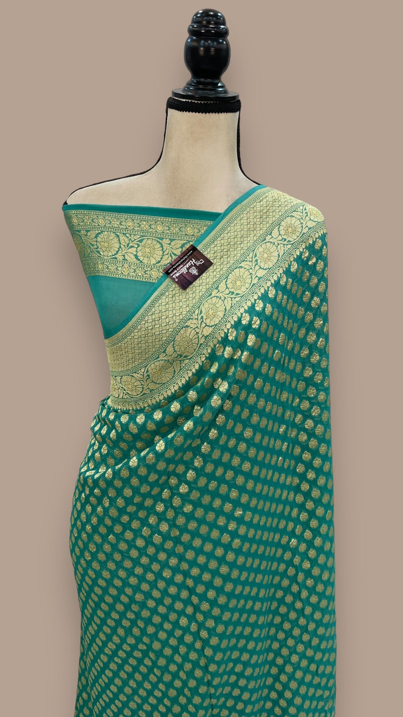 Pure Khaddi Georgette Banarasi Saree -  Gold zari - The Handlooms