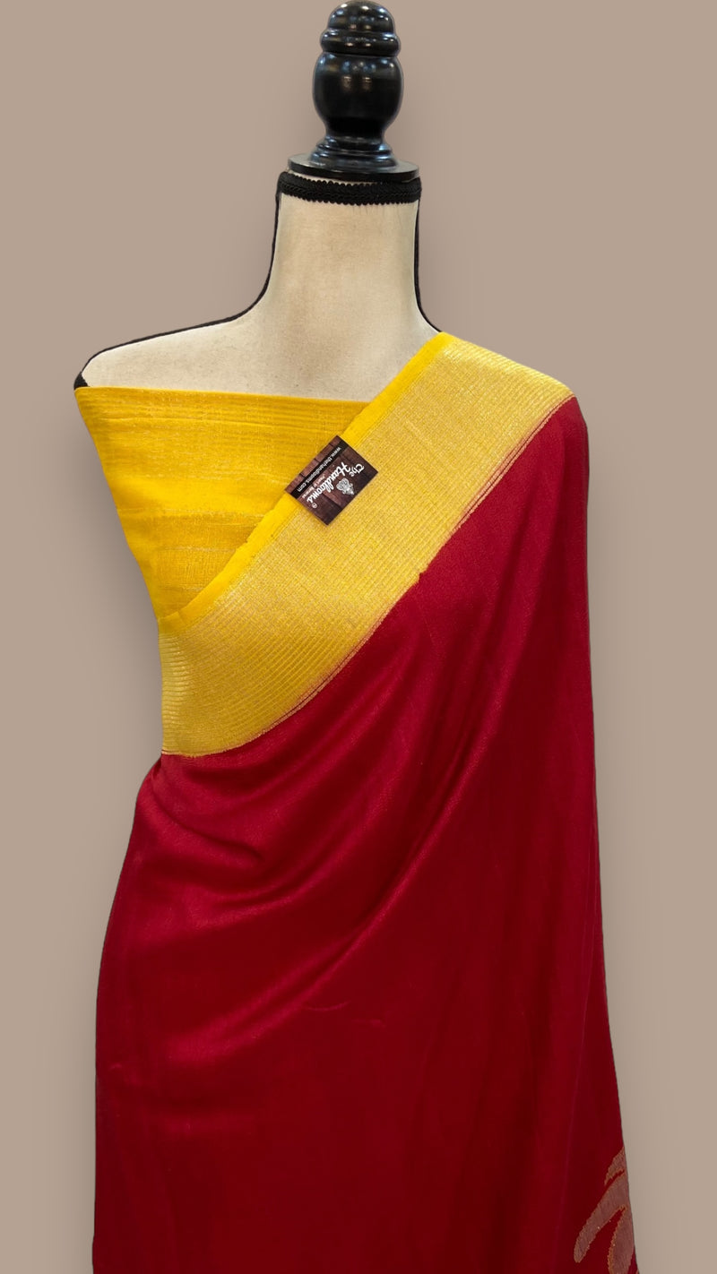 Pure Desi Tussar Handloom Banarasi Saree - All over kadua Weaving - The Handlooms