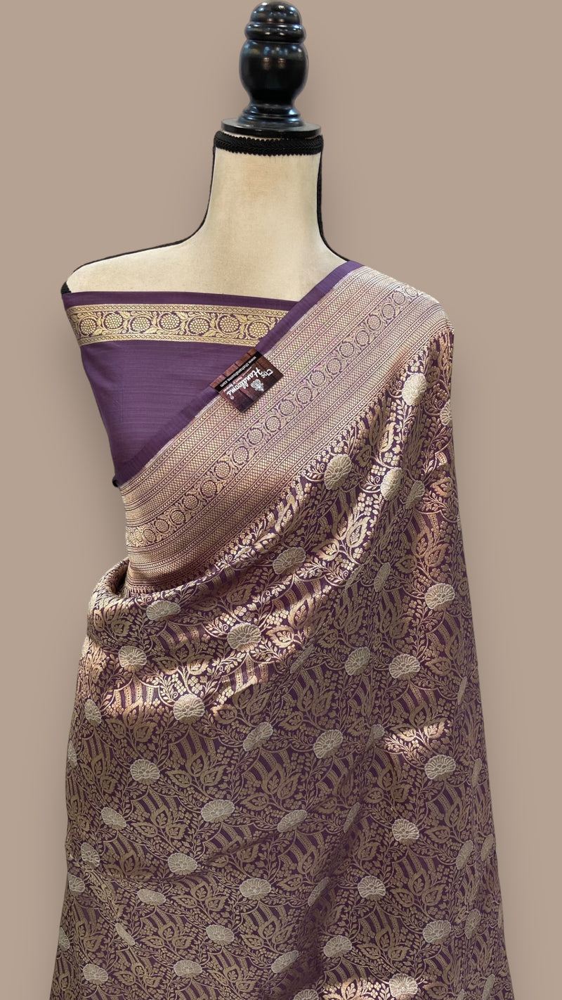 Pure Katan Silk Banarasi Handloom Saree - Tanchui Brocade With Sona Roopa - The Handlooms