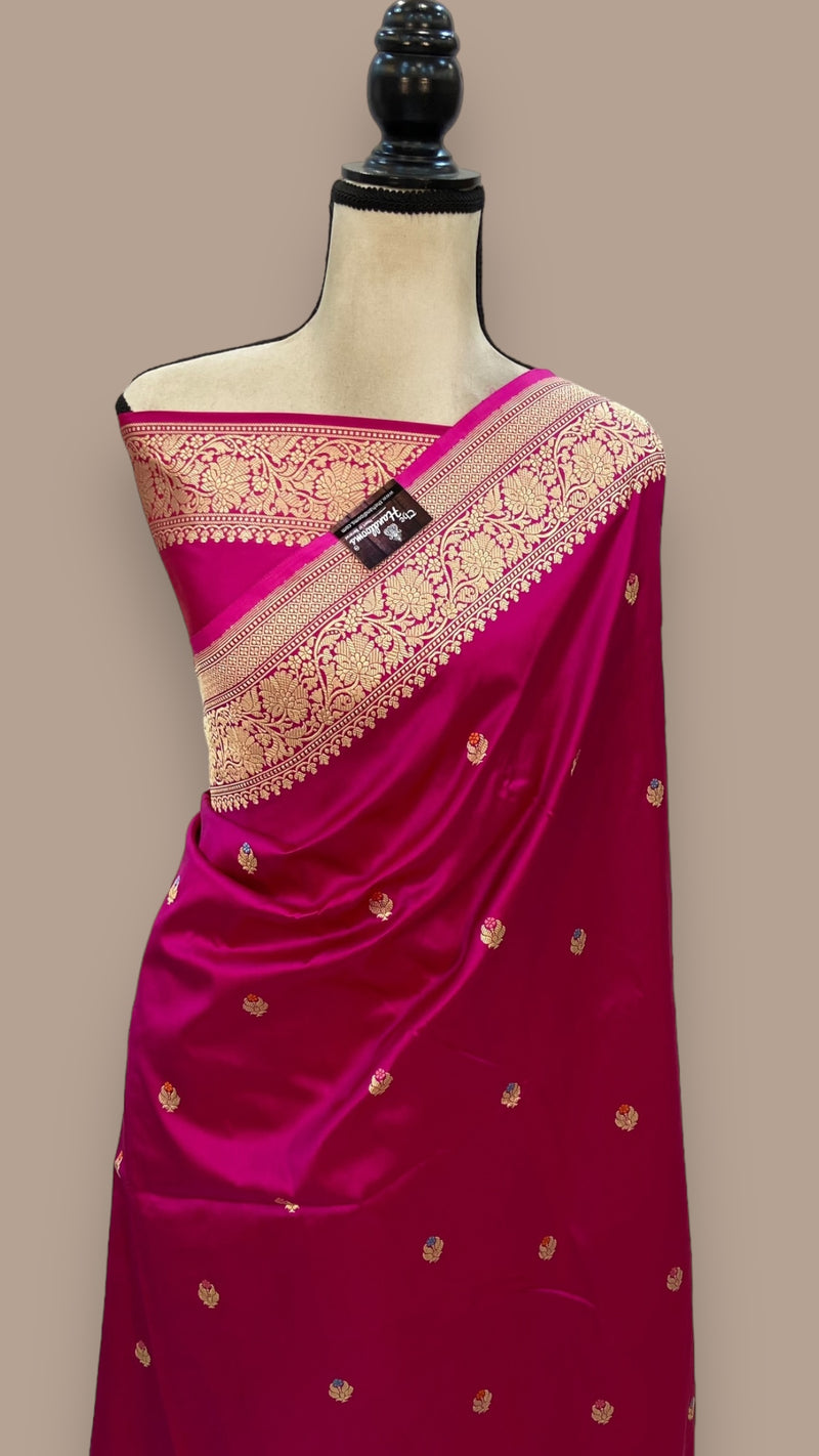 Pure Katan Silk Banarasi Handloom Saree - All over Kadua motifs With Meenakari - The Handlooms