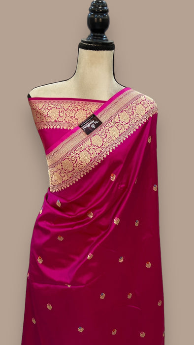 Pure Katan Silk Banarasi Handloom Saree - All over Kadua motifs With Meenakari