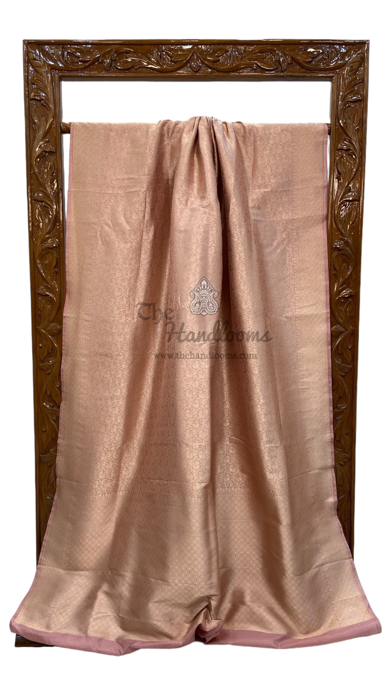Onion Pink Pure Katan Silk Banarasi Handloom Saree - Tanchui Brocade - The Handlooms