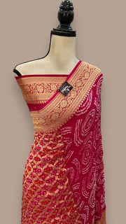 Pure Georgette Banarasi Bandhej Handloom Saree - The Handlooms